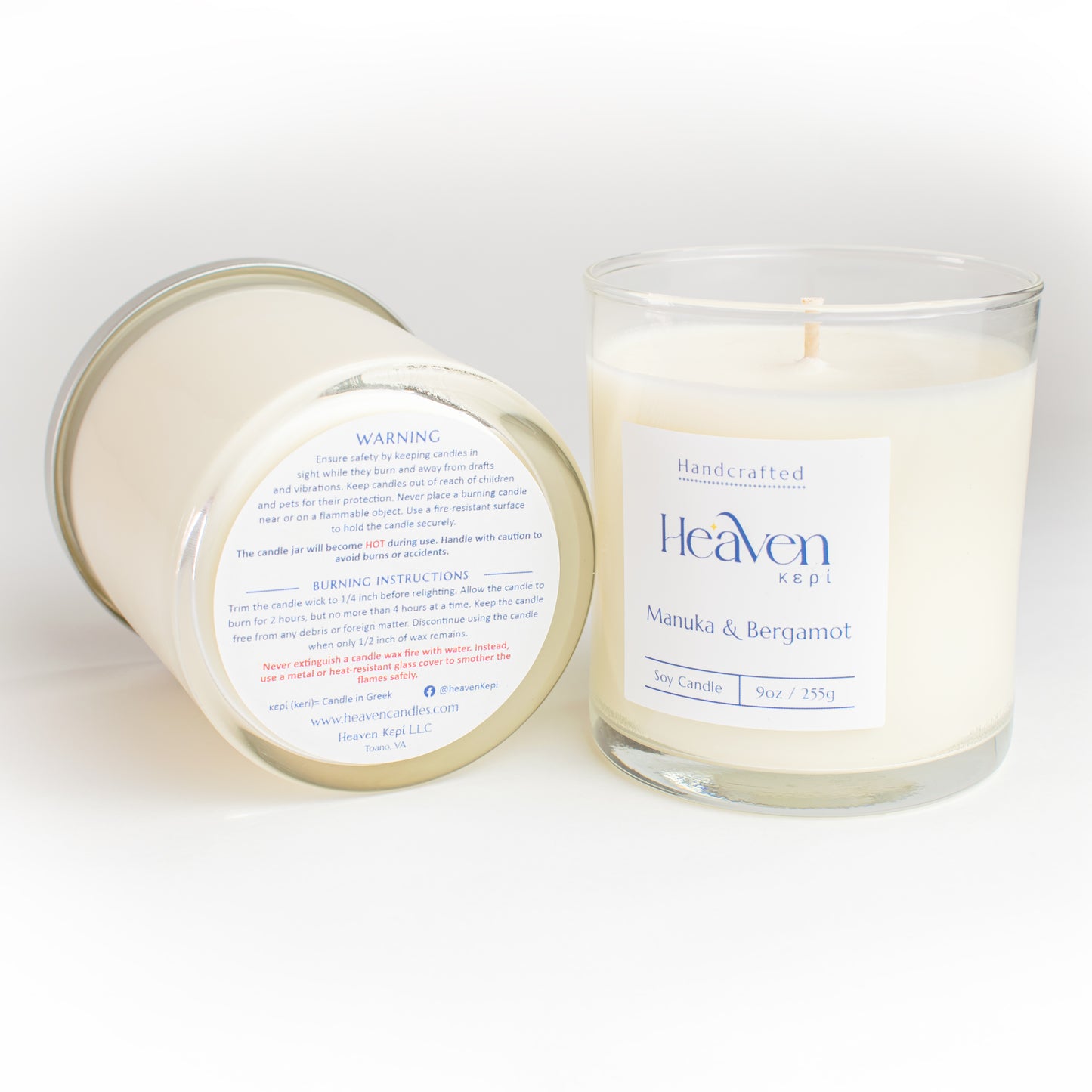 Hand-poured Manuka & Bergamot candle by Heaven Kepi