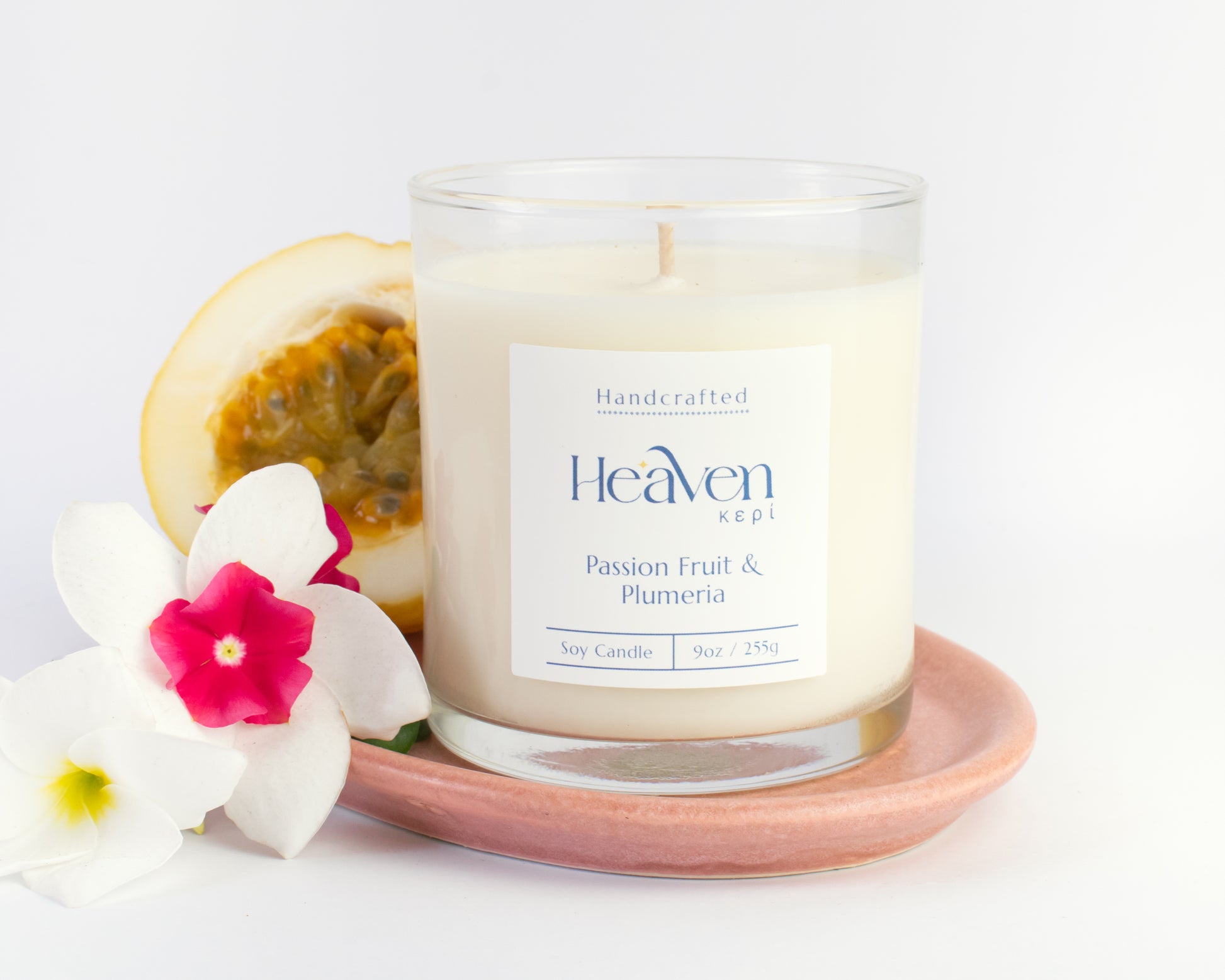 Passion Fruit & Plumeria artisan soy candle by Heaven Kepi