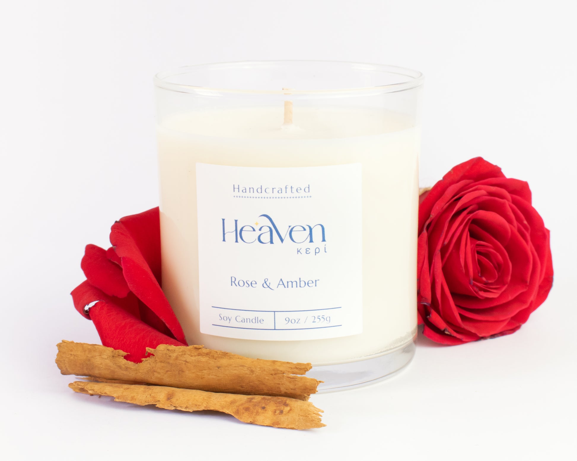 Rose & Amber artisan soy candle by Heaven Kepi