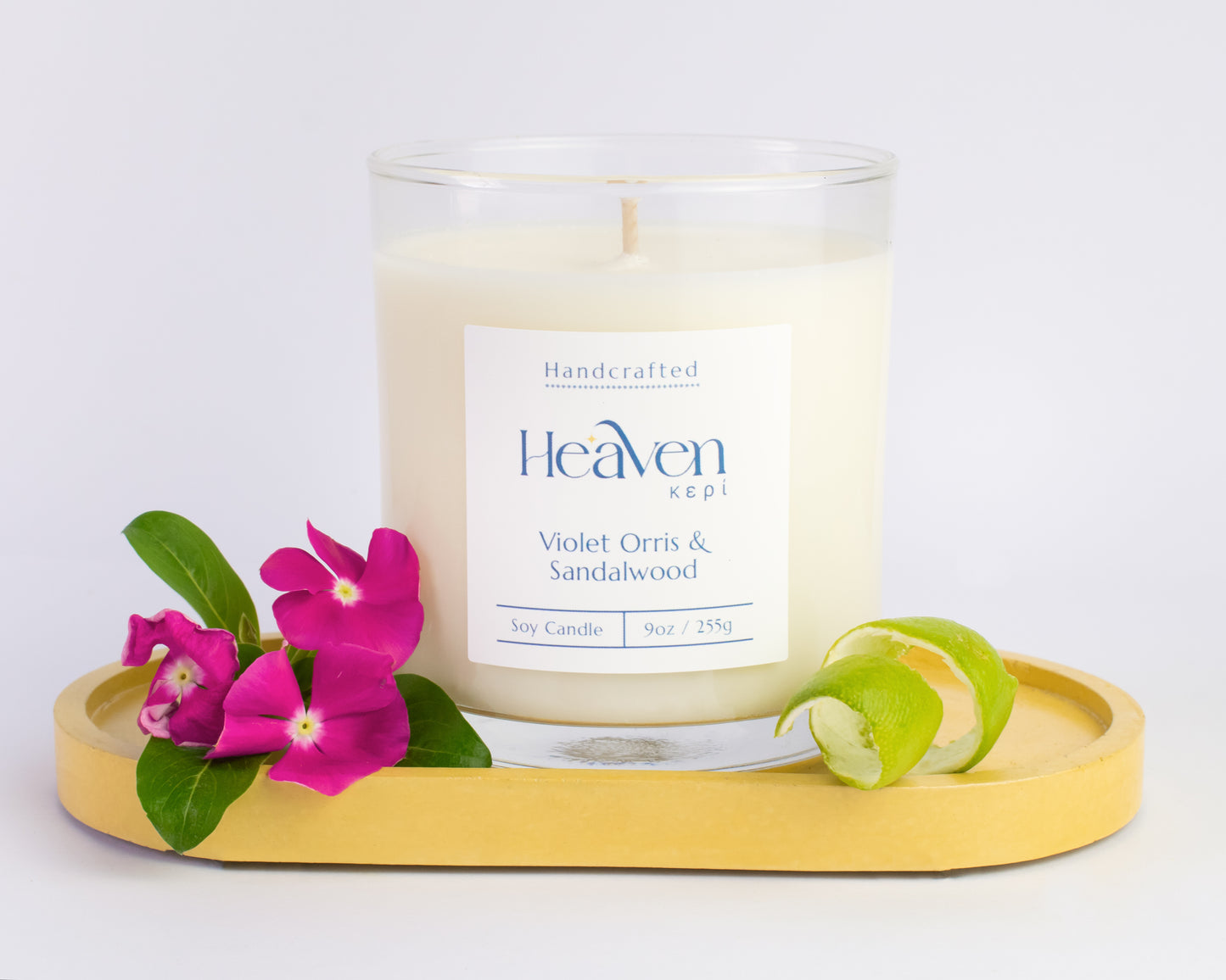 Violet, Orris & Sandalwood artisan soy candle by Heaven Kepi