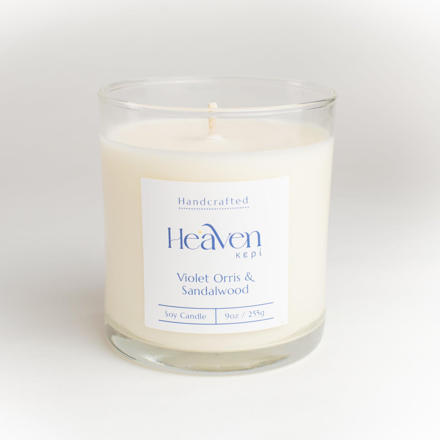 Hand-poured soy candle in amber jar with cotton wick