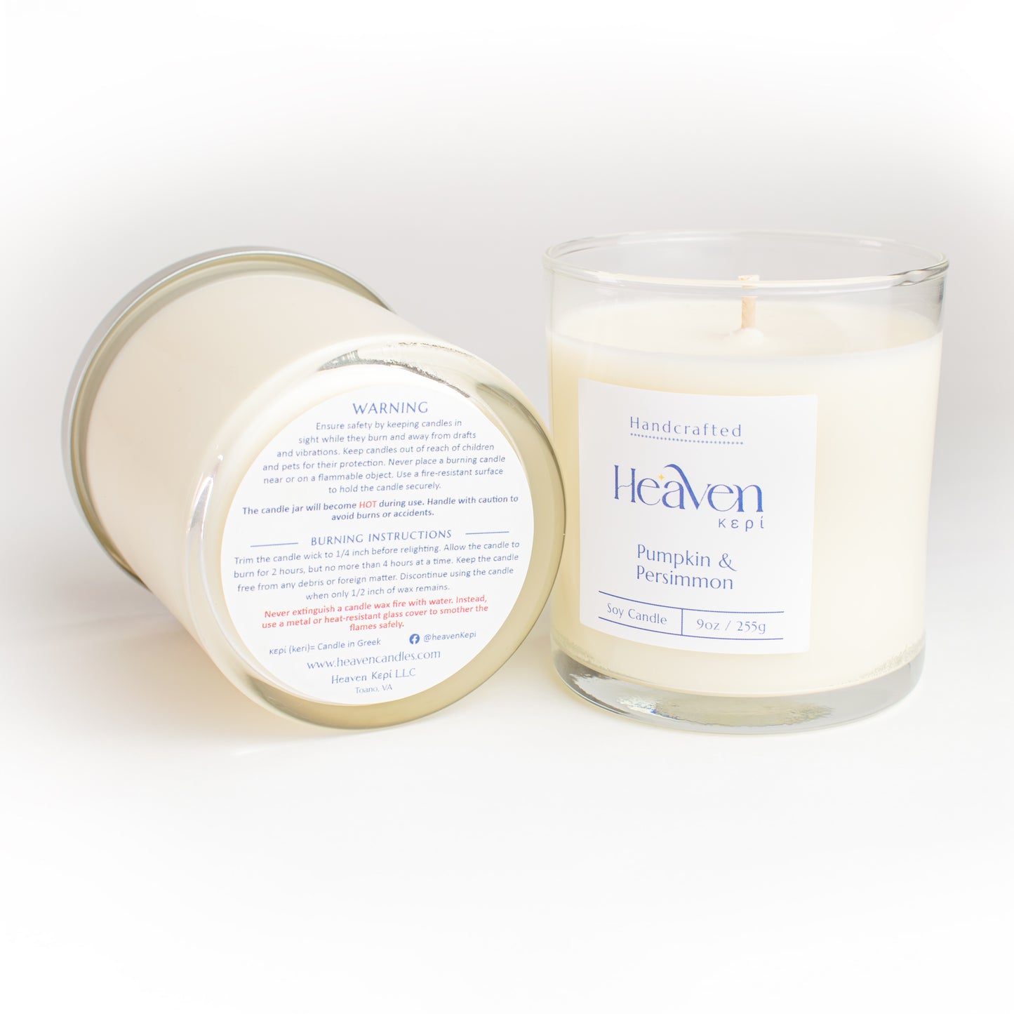 Hand-poured fall scented candle with pumpkin and warm spices