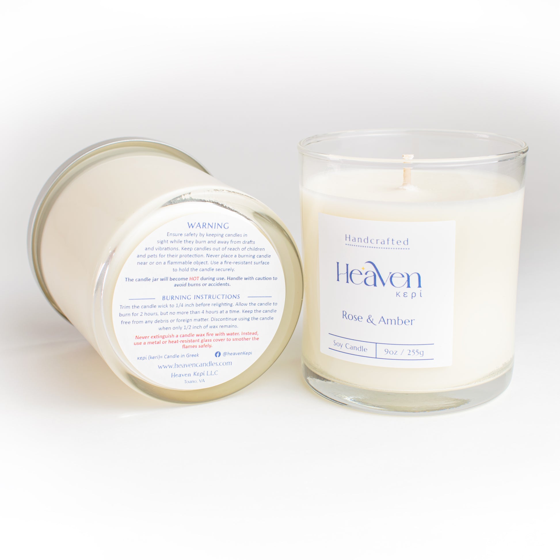 Soft floral candle with rose petals and warm amber base notes