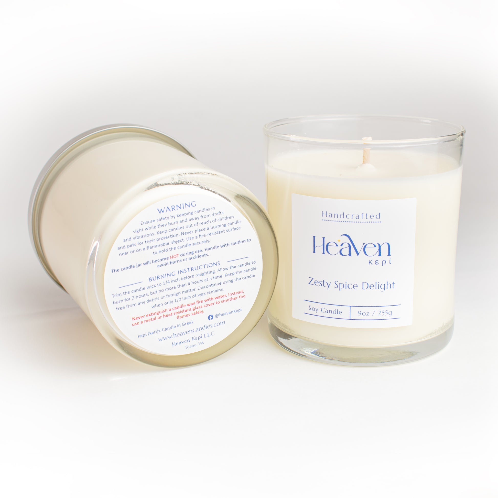 Hand-poured citrus and spice scented candle in amber jar